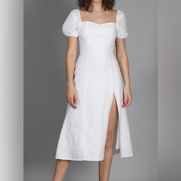 Women's Reformation Belgium Linen Midi Dress  White size 12 NWT - Picture 1 of 7